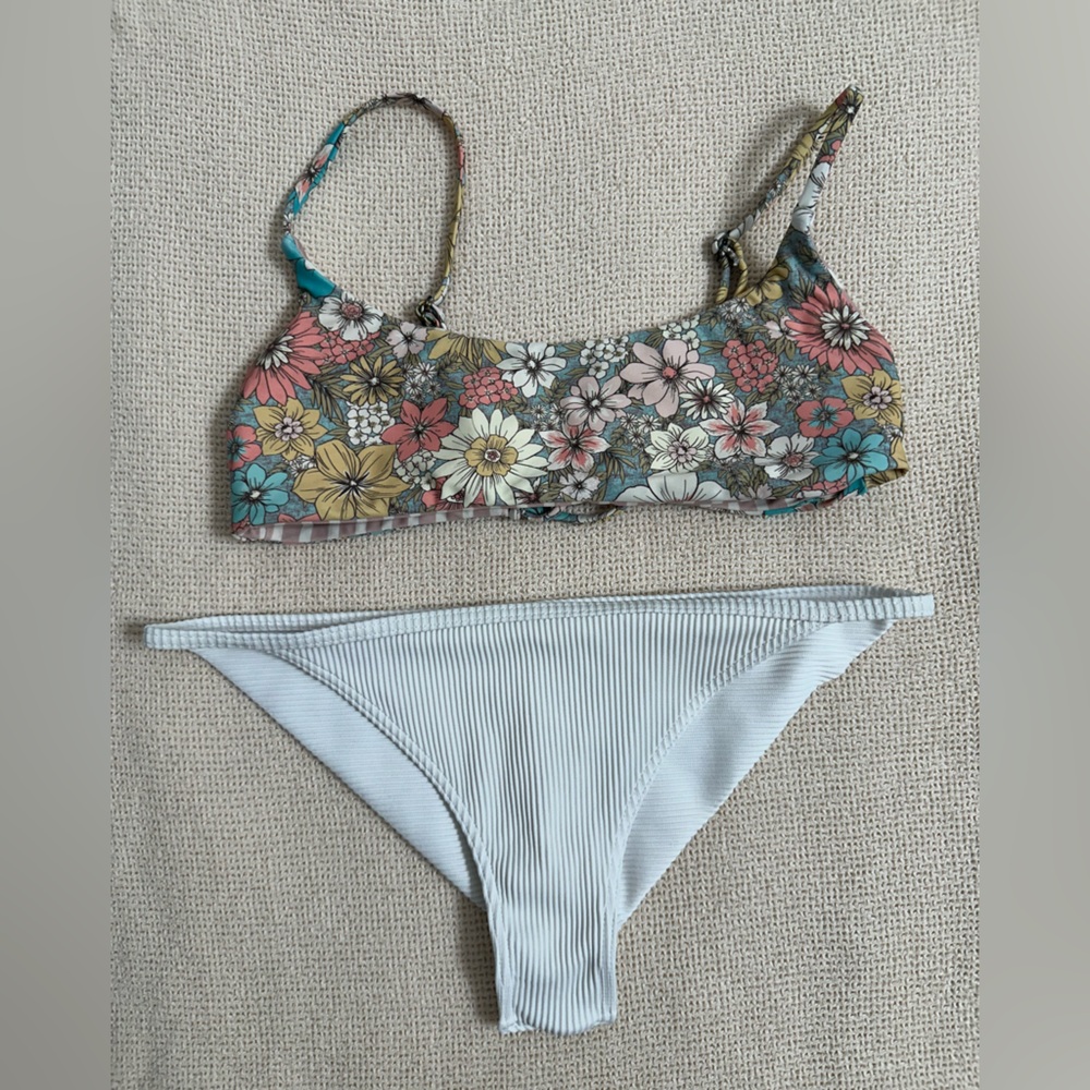 O'Neill Floral and Striped Bikini Set